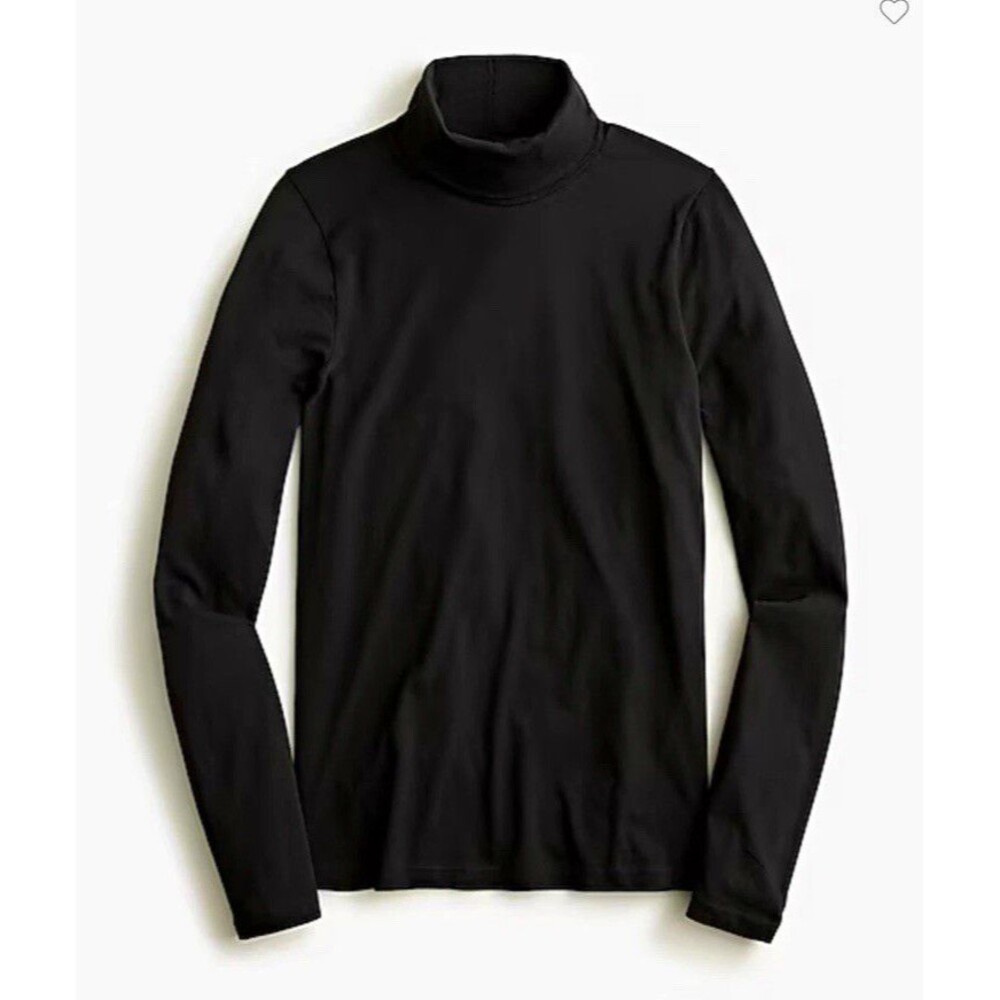 J.CREW Women’s Black Cotton Knit Tissue turtleneck Long Sleeve Top Size M